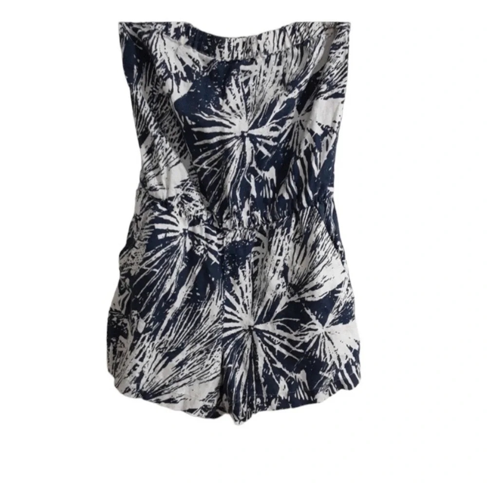 Banana Republic Womens 100% Linen Tube Top Romper 4 Vacation Beach Casual Y2k